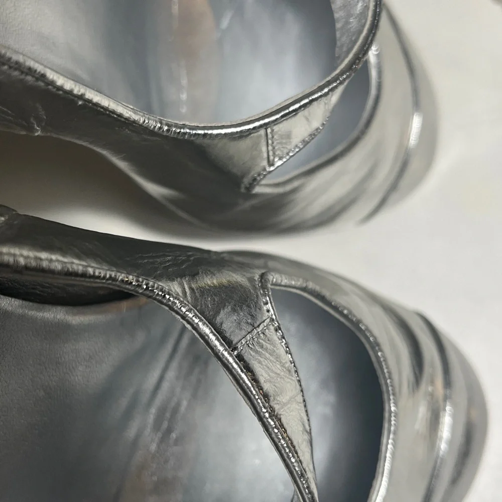 CHANEL Silver Mary Jane Flats with Strap - Picture 10 of 13